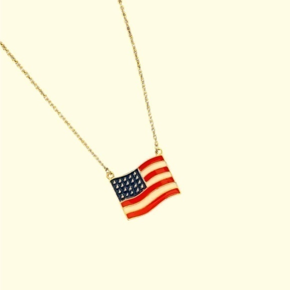 Gold American Flag Necklace